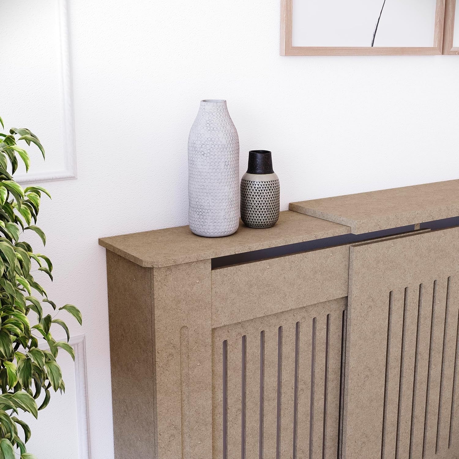 Adjustable Unfinished Radiator Cover | Modern MDF Slatted Cabinet