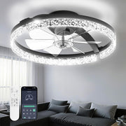 46cm Ceiling Fan with Lights Low Profile LED Dimmable Remote Black