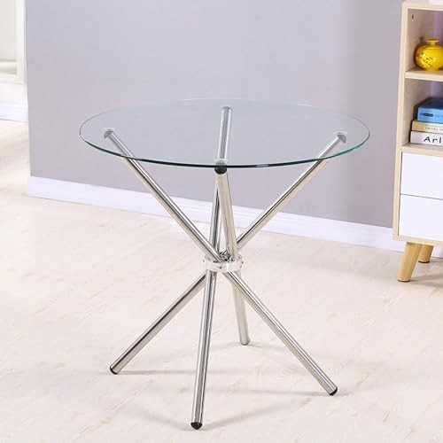 Round Glass Dining Table with Metal Legs Small Kitchen Dining Room Table