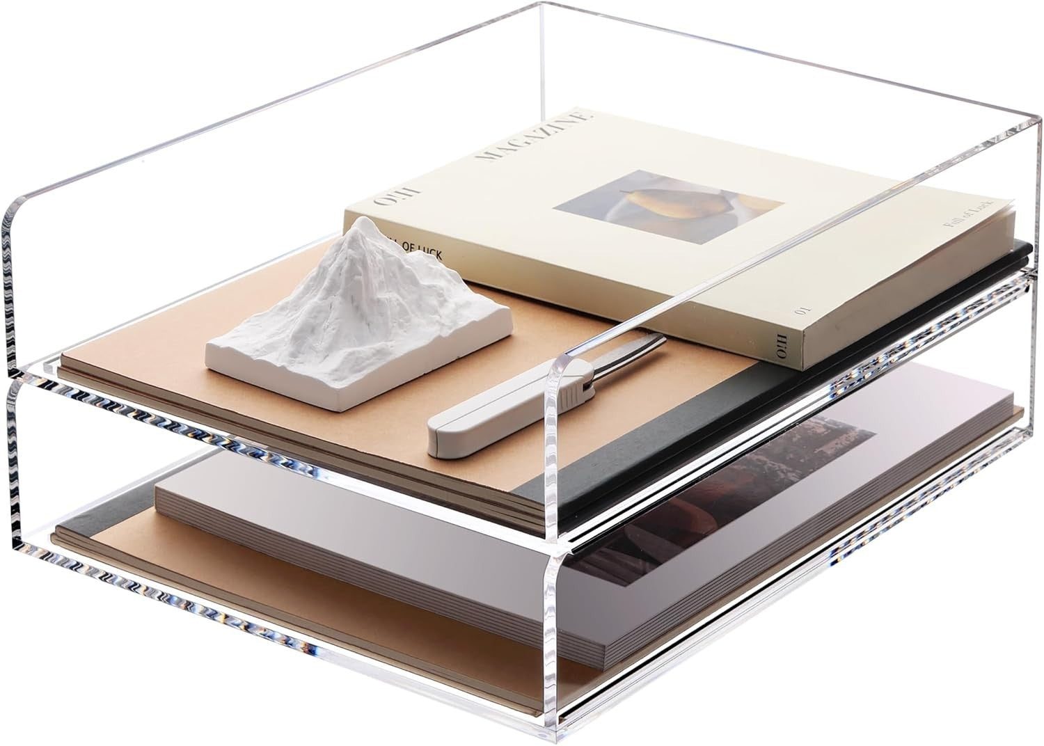 2 Pack Vertical A4 Letter Tray Stackable Clear Acrylic Desk File Organizer