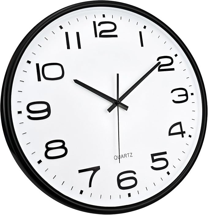 Extra Large 16 Inch Silent Wall Clock Modern White Easy-Read Quartz Home Office