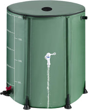 200L Collapsible Green Rain Barrel with Filter, Spigots & Overflow Kit