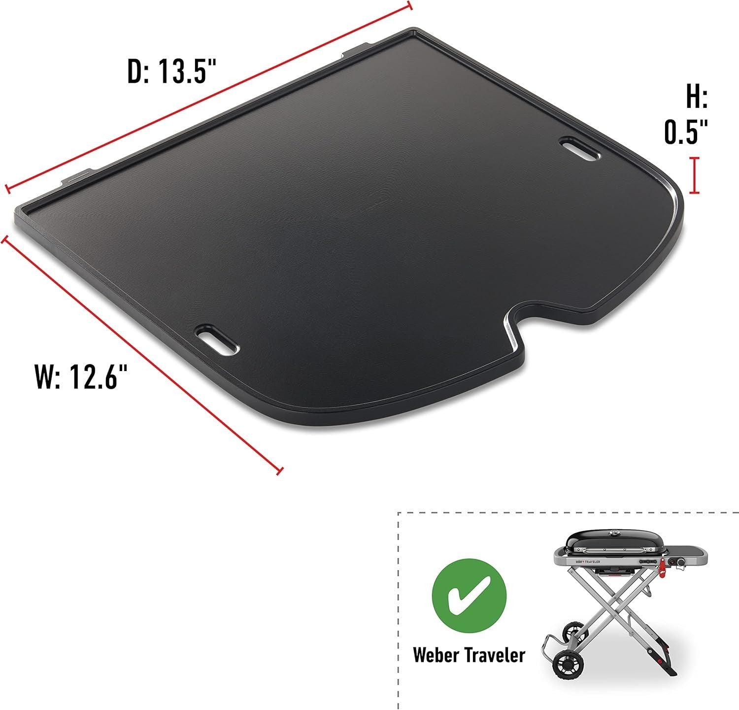 Cast Iron BBQ Griddle Plate Non-Stick Raised Edges for Gas Grill Outdoor Cooking