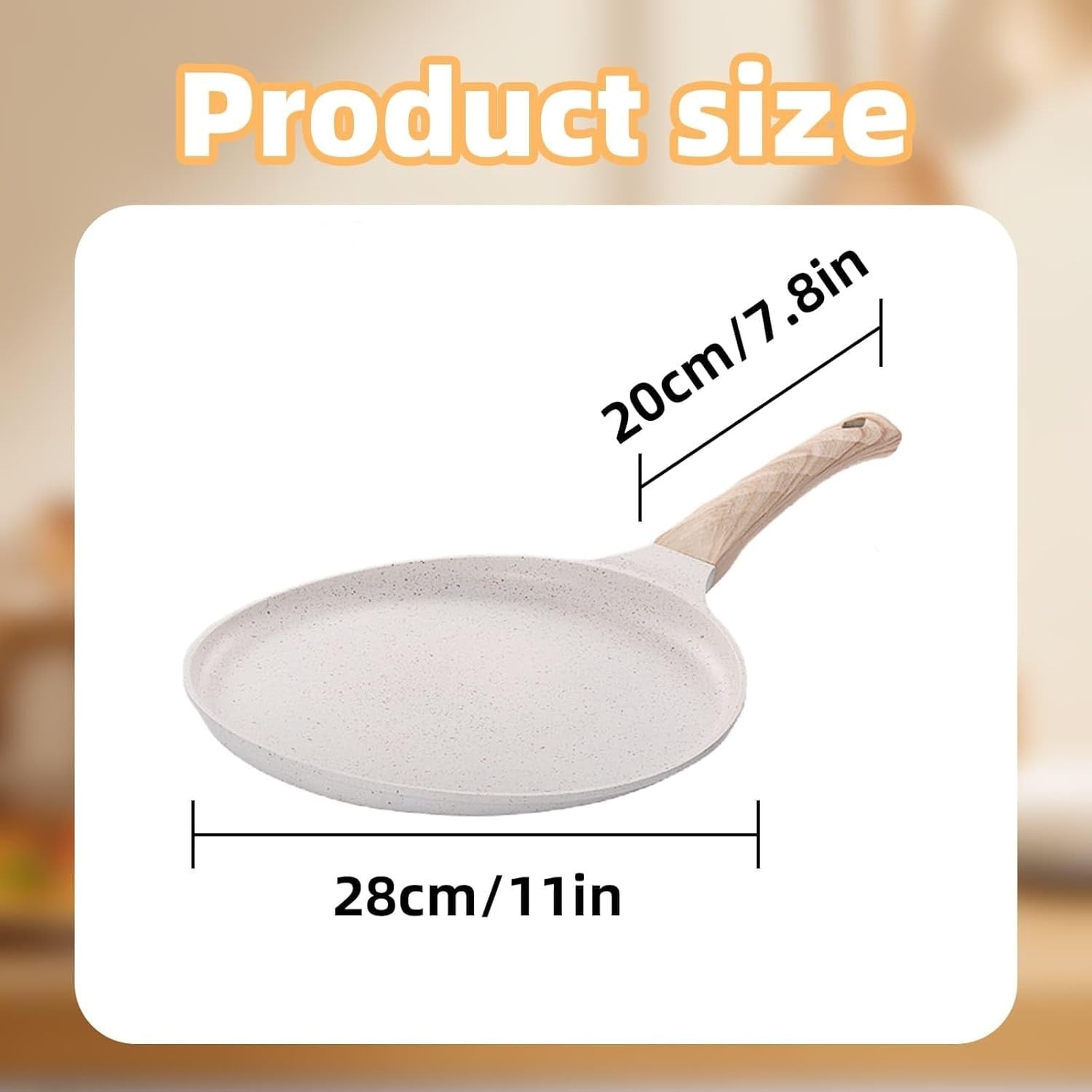 24cm White Non-Stick Crepe & Pancake Pan – Induction, Gas & Electric Hob