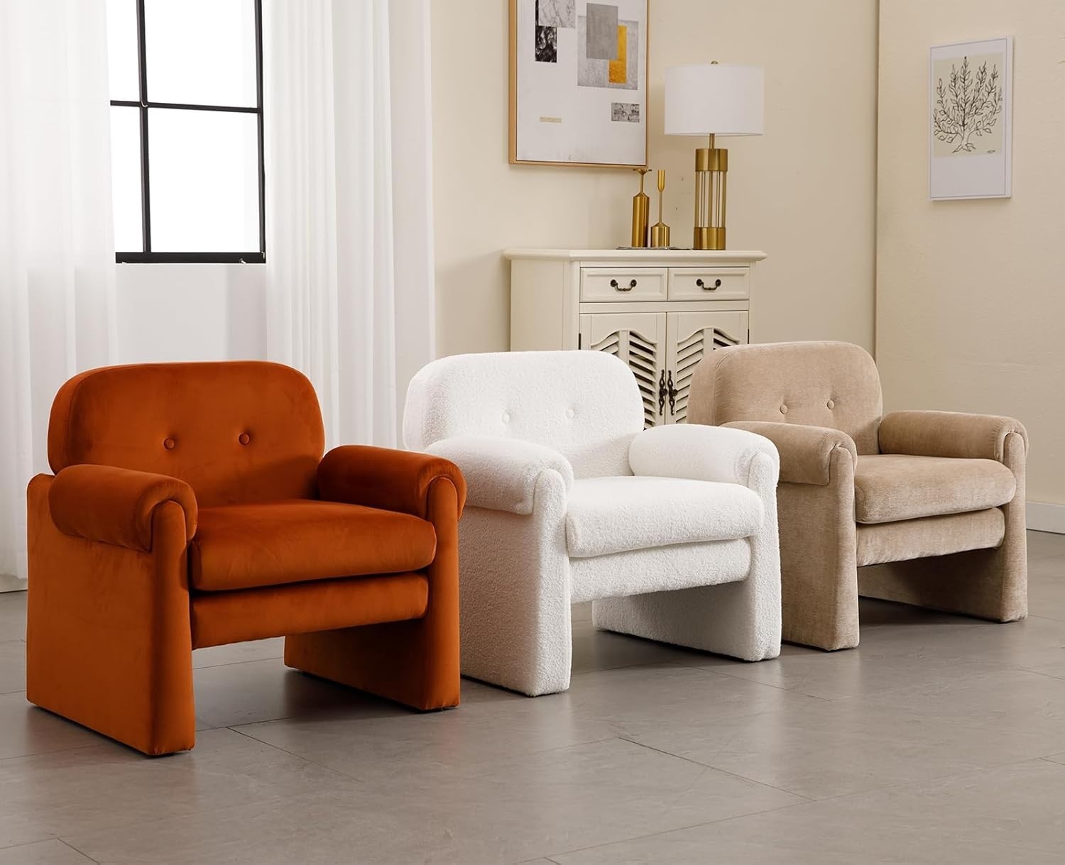 White Upholstered Tub Chair | Cozy Foam Armchair for Living Room Lounge