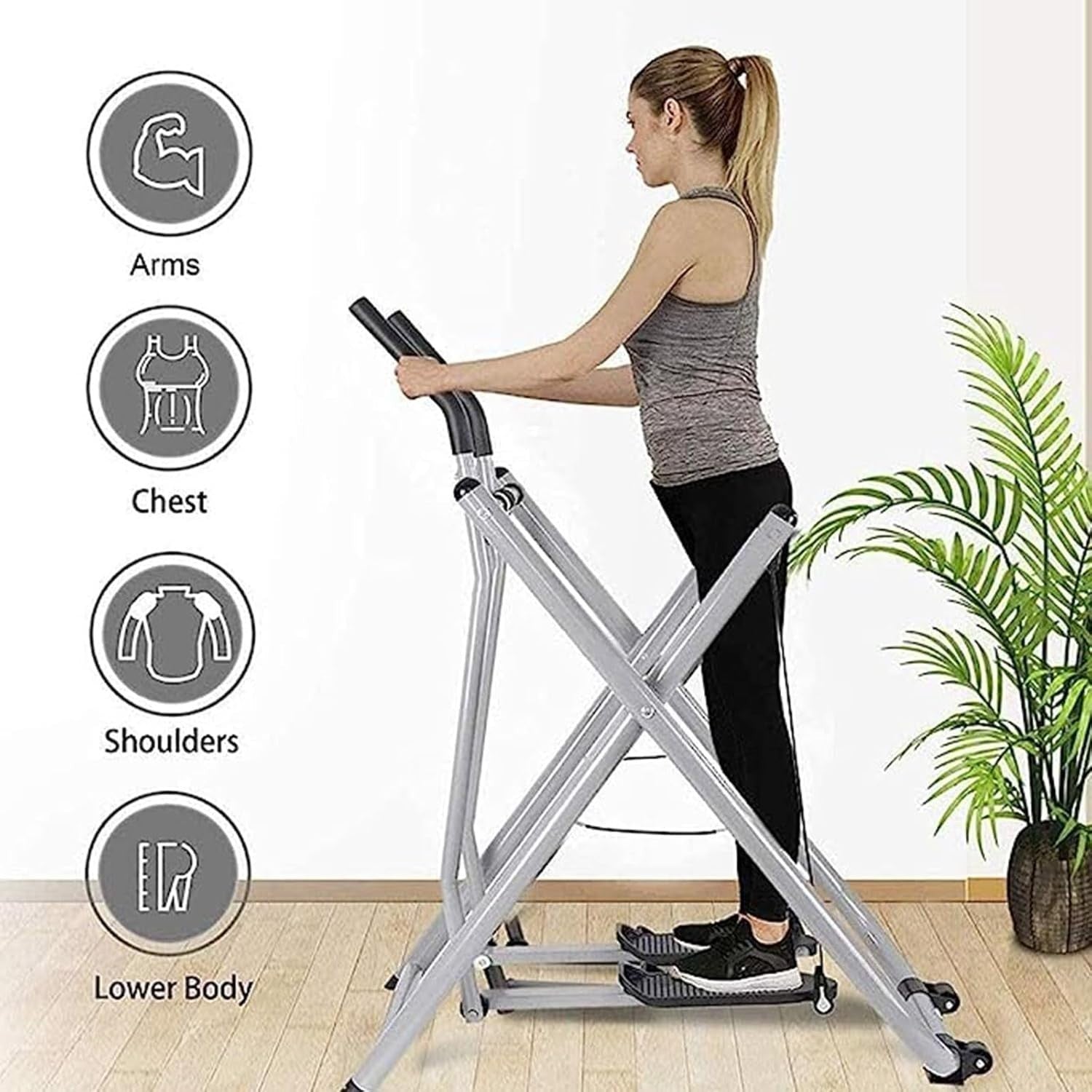 Folding Elliptical Exercise Bike Air Walker Home Gym Cardio Dual Trainer