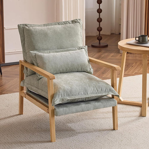 Modern Mid-Century Accent Armchair with Plush Cushion & Wooden Frame, Cozy