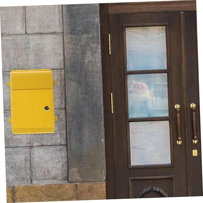 Wall Mounted Lockable Mailbox Yellow – Secure Weatherproof Post Box for Home