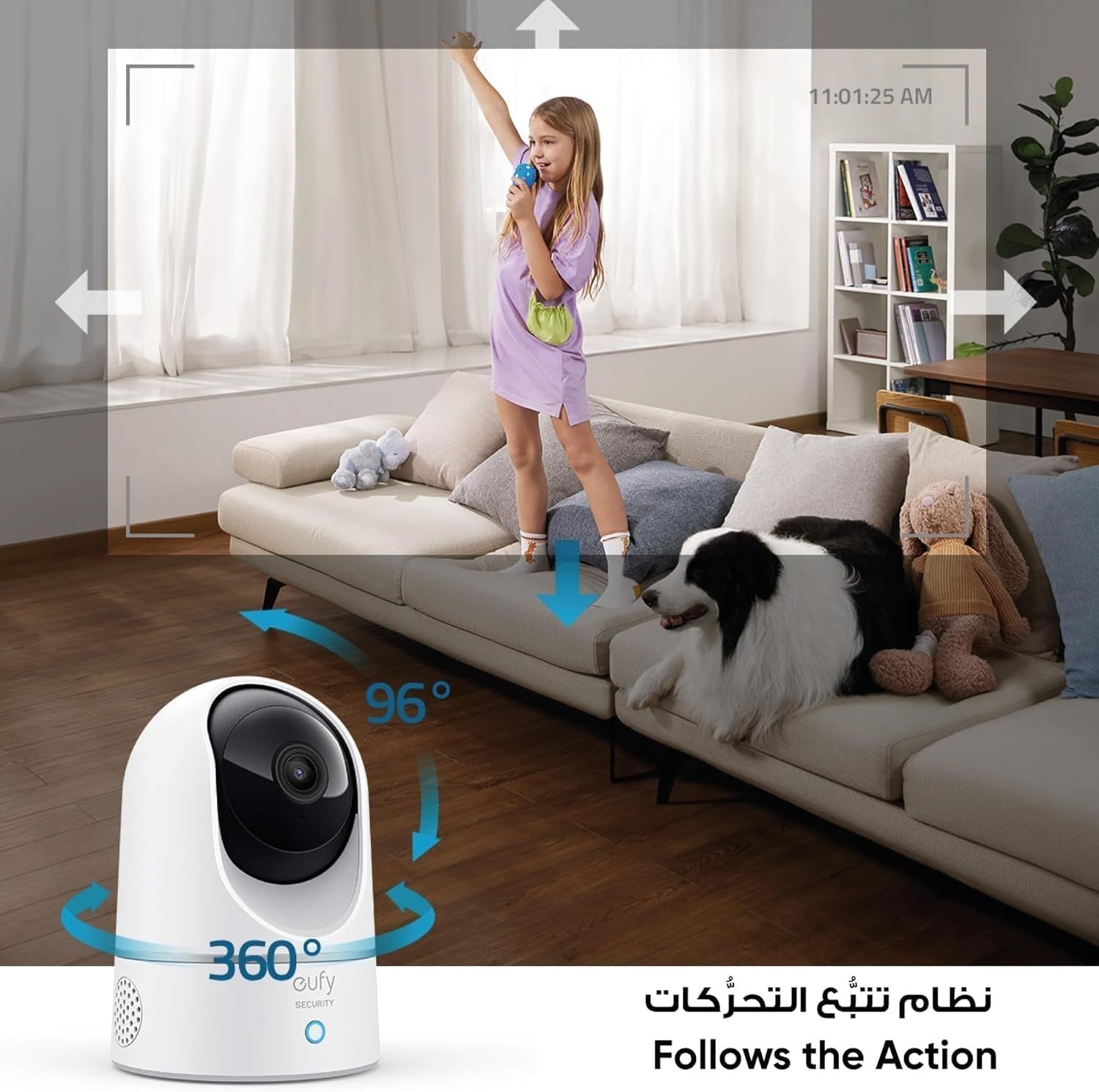 2K Indoor Security Camera Pan Tilt WiFi AI Pet Human Tracking Cam