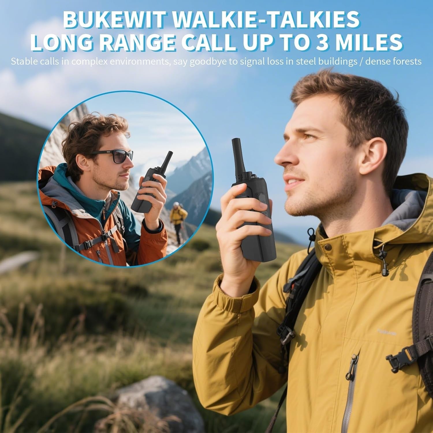 Walkie Talkies Long Range Rechargeable 3 Pack 16 Channel USB-C Radio