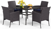 5 Piece Outdoor Rattan Dining Set Garden Table Chairs Patio Furniture Set