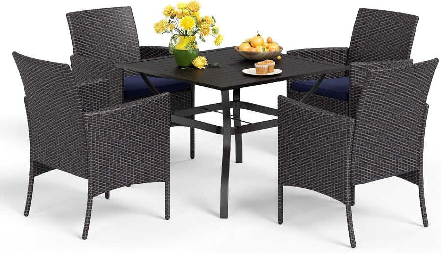 5 Piece Outdoor Rattan Dining Set Garden Table Chairs Patio Furniture Set