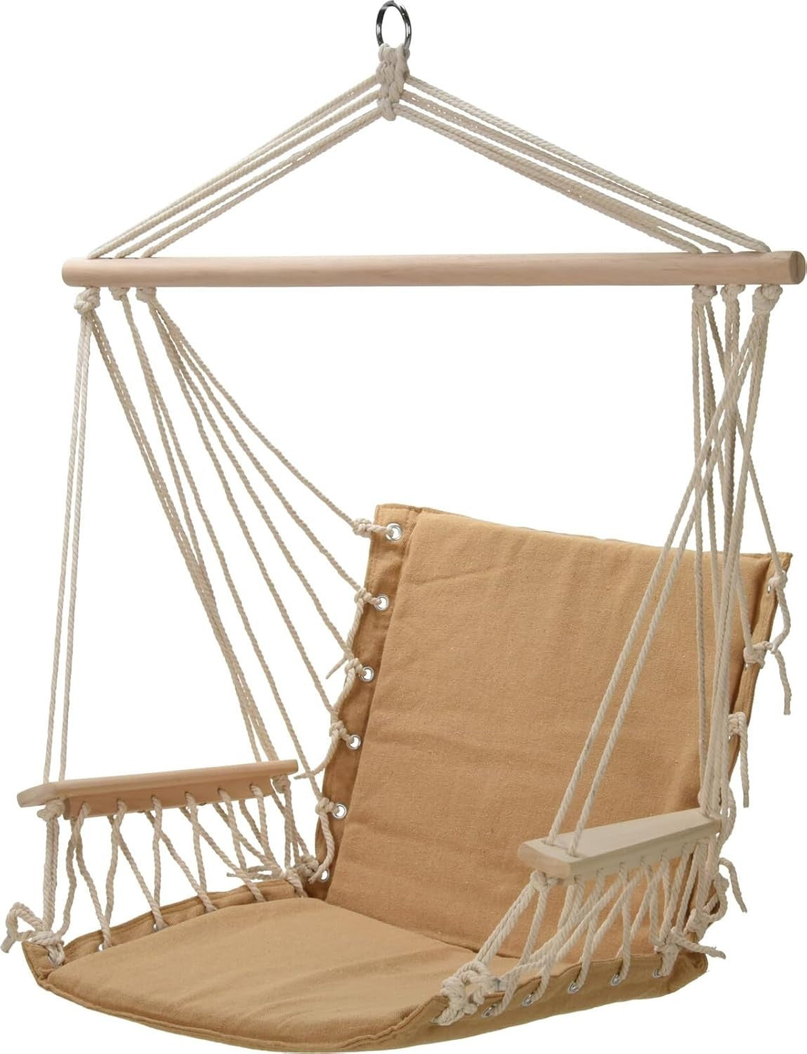 Heavy Duty Hanging Hammock Chair with Armrests & Suspension Straps, 120kg Capaci