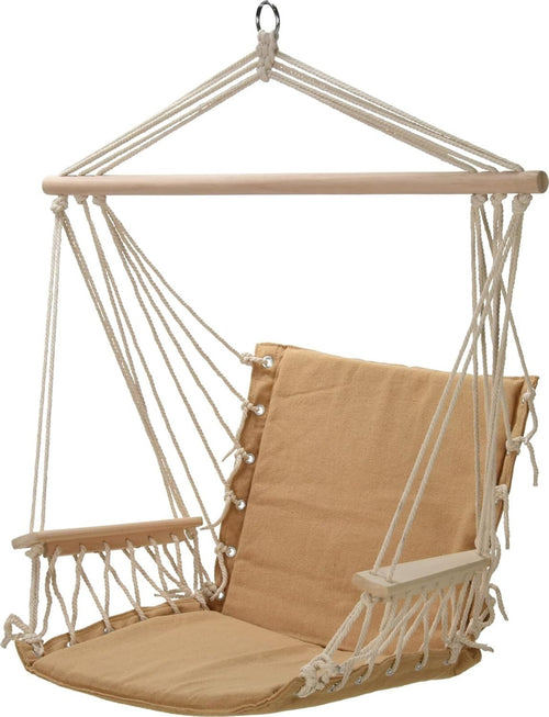 Heavy Duty Hanging Hammock Chair with Armrests & Suspension Straps, 120kg Capaci