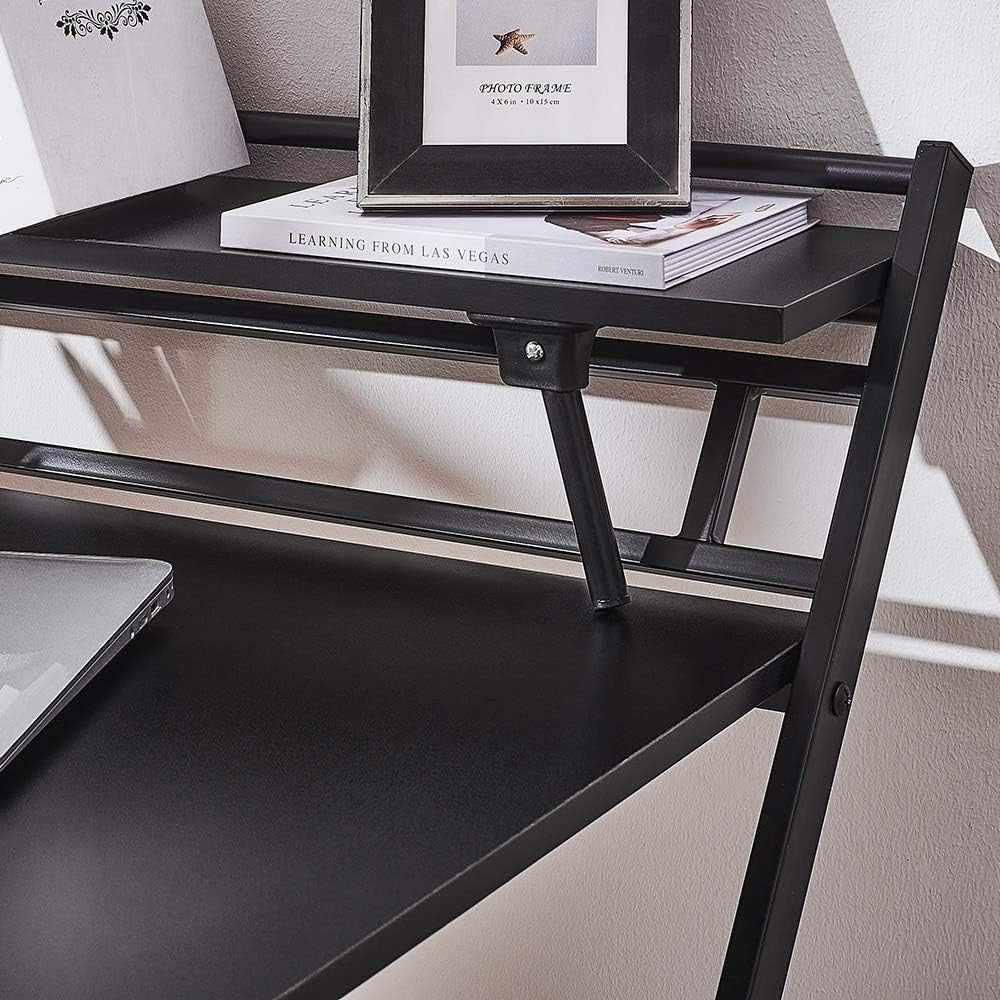 Folding Computer Desk Small Space Laptop Study Table with Shelf Black