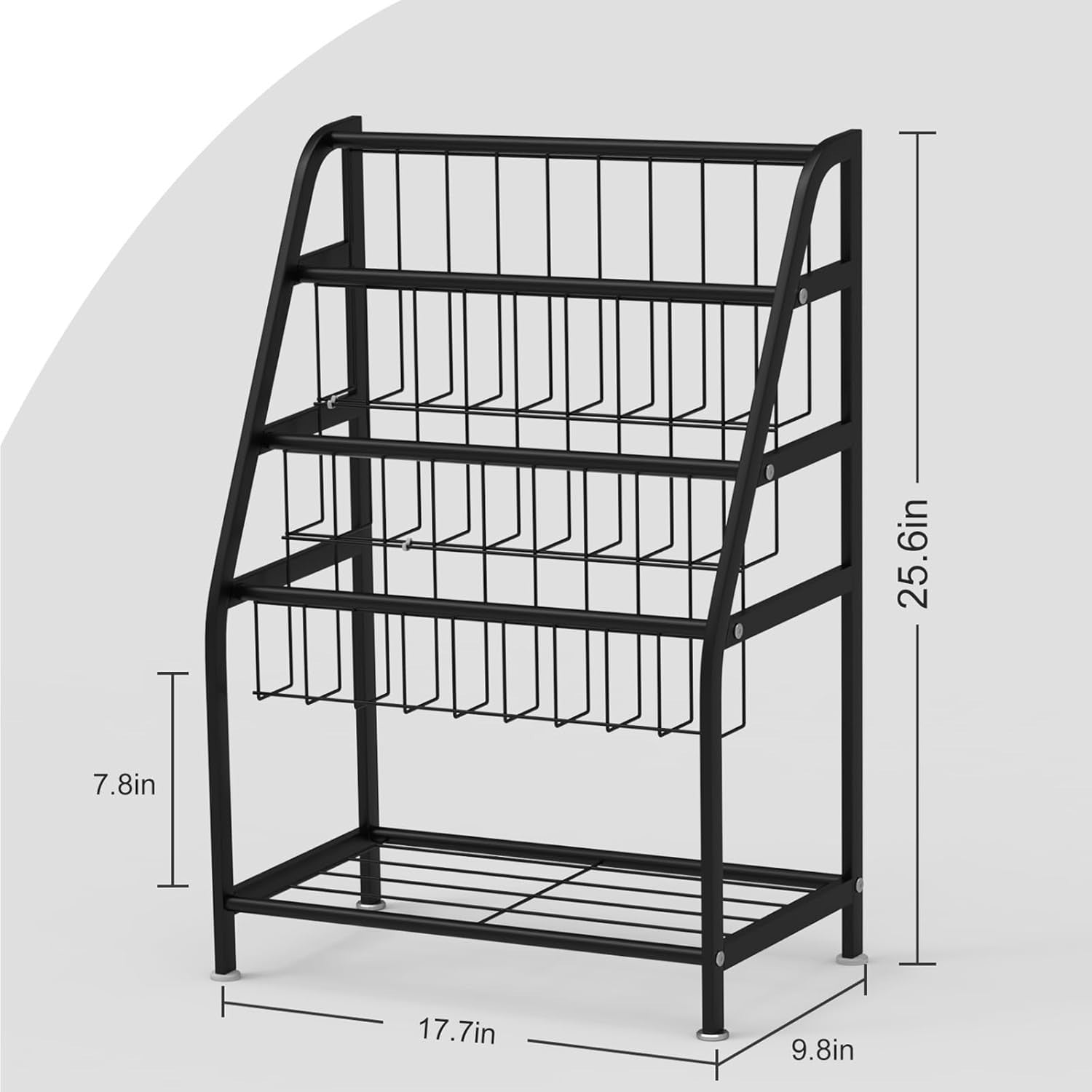 Kids Bookcase & Toy Organizer Shelf – Durable Metal, Space-Saving Leaning Rack