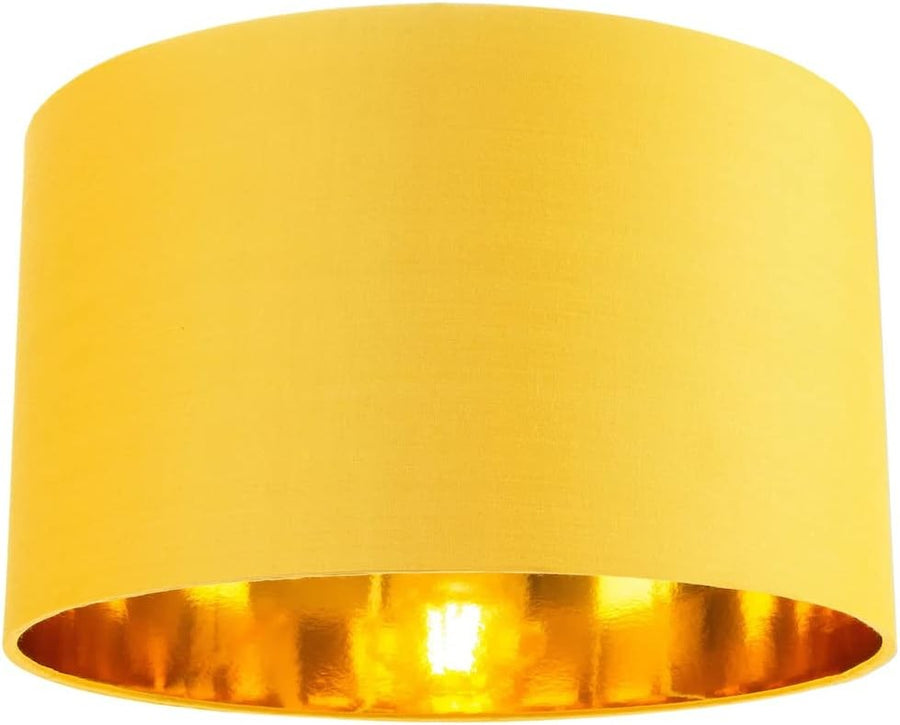 Ochre Drum Lamp Shade Gold Lined Modern Table Floor Pendant 14"