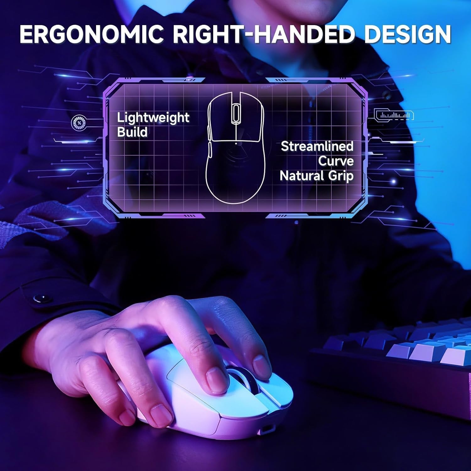 Tri-Mode Wireless Gaming Mouse 12800 DPI 1000Hz RGB White