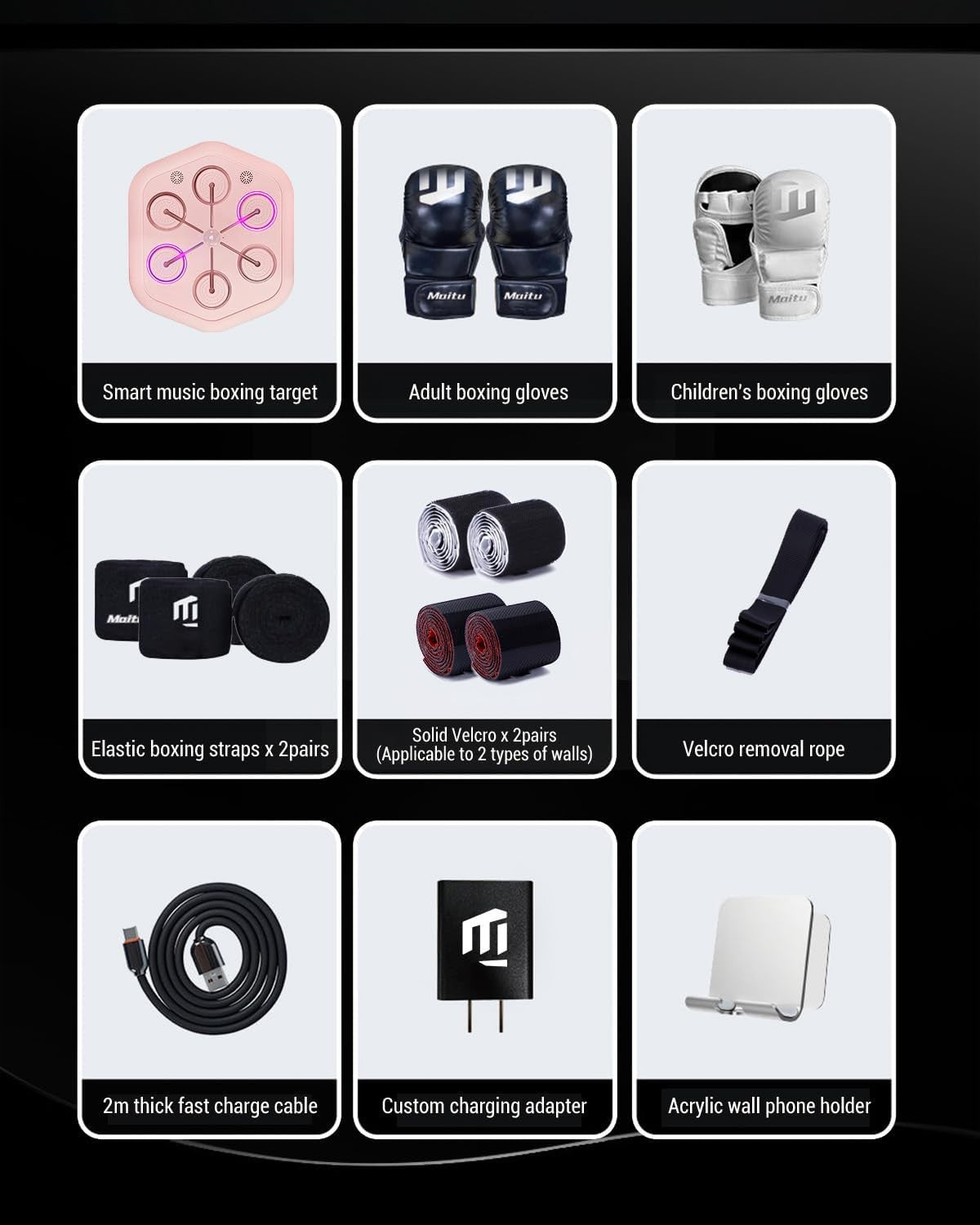 Smart Music Boxing Machine Wall Mounted Bluetooth LED Punch Trainer Home Gym