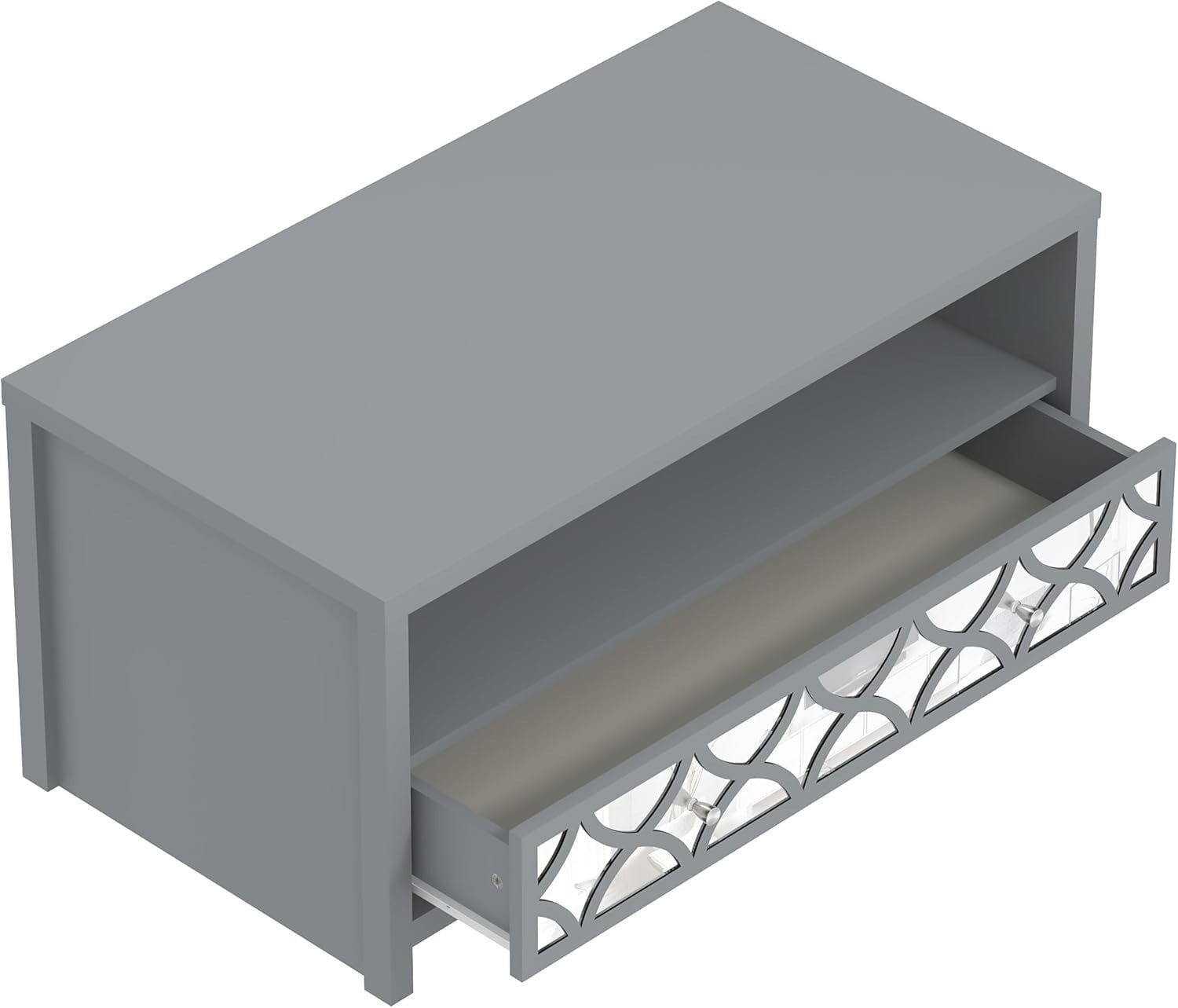 Modern Mirrored Coffee Table with Drawer – Space-Saving Storage Cabinet – Cool G