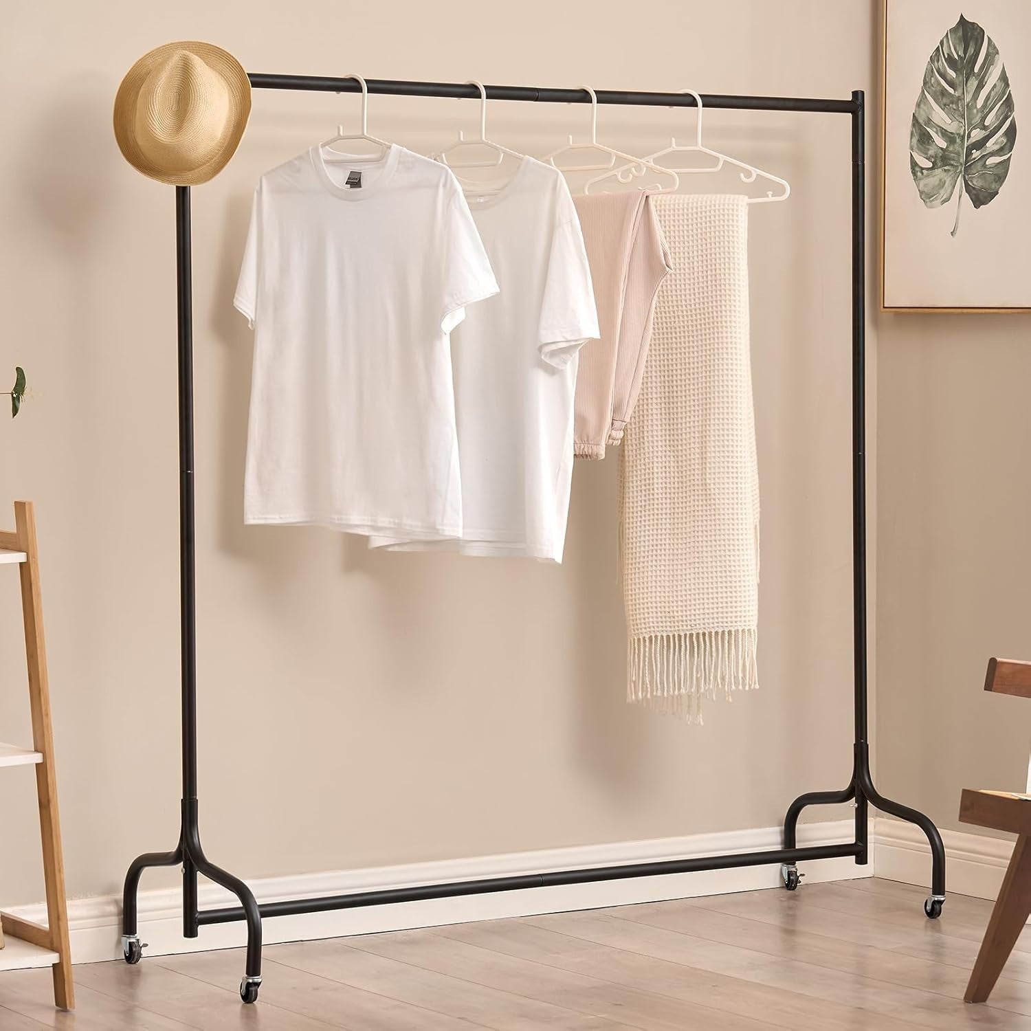 Heavy Duty 6ft Clothes Rail with Shoe Rack & Hooks – Black