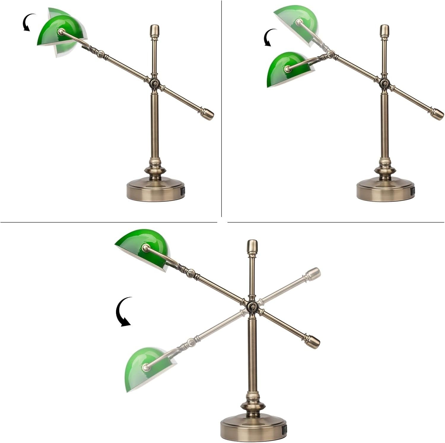 Touch-Sensitive Vintage Desk Lamp with USB Ports & Adjustable Arm