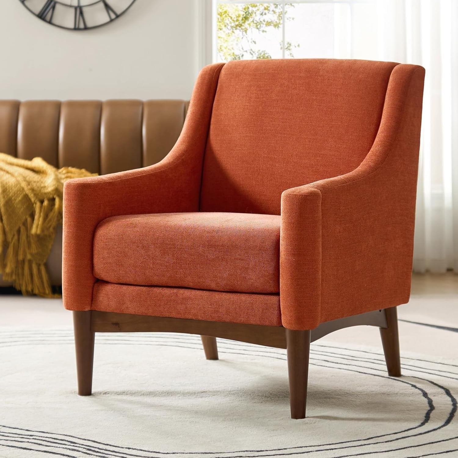 Orange Accent Armchair Modern Lounge Chair for Living Room or Office
