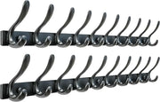 Black Wall Mounted Coat Rack 2 Pack 94cm | 10 Heavy Duty Metal Double Hooks