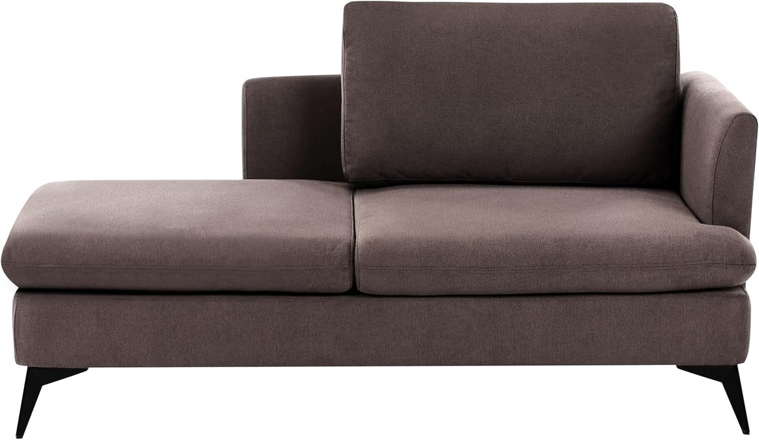 Brown Right Hand Chaise Lounge | Water-Repellent Fabric + Cushion, Modern Sofa