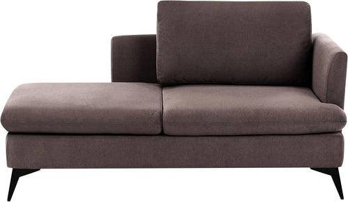 Brown Right Hand Chaise Lounge | Water-Repellent Fabric + Cushion, Modern Sofa