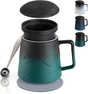 500ml Tea Infuser Mug with Lid Porcelain Loose Leaf Tea Cup Green