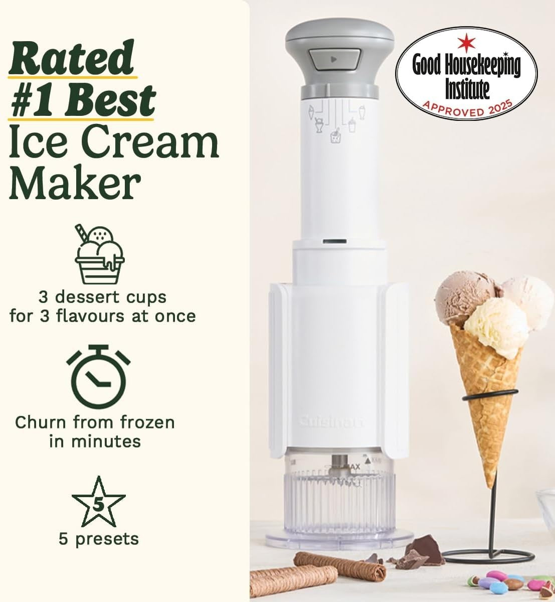 Frozen Dessert Maker Ice Cream Slushie Milkshake Machine with 3 Cups