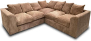 5-Seater Jumbo Cord Modular Dual Arm Corner Sofa Brown Lounge