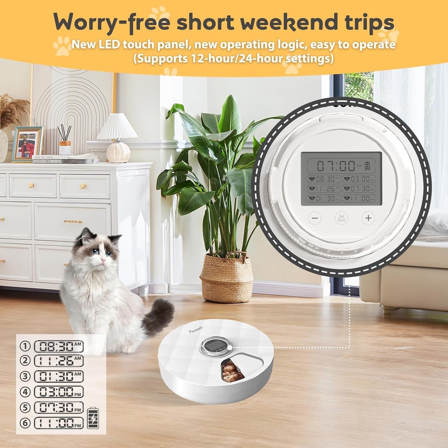 Automatic Wet Food Pet Feeder Timer 6 Meal Ice Pack Cat Dog Feeder