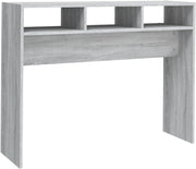 Modern Concrete Grey Console Table with Storage Shelves – 105x30x80cm