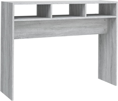 Modern Concrete Grey Console Table with Storage Shelves – 105x30x80cm