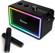 Karaoke Machine Portable Speaker 2 Wireless Mics LED Lights Kids Teens