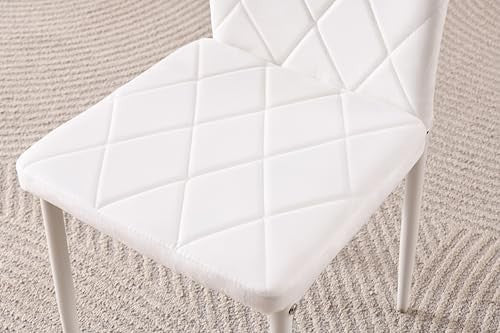 5-Piece Round Glass Dining Table with 2 White Velvet Chairs Set for 2
