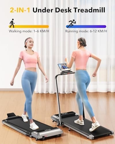 3-in-1 Folding Treadmill 12km/h Under Desk Walking Pad 7% Incline LED Remote