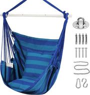 Hammock Chair Swing w/ Cushions, Support Bar & Bag | Indoor Outdoor 150kg