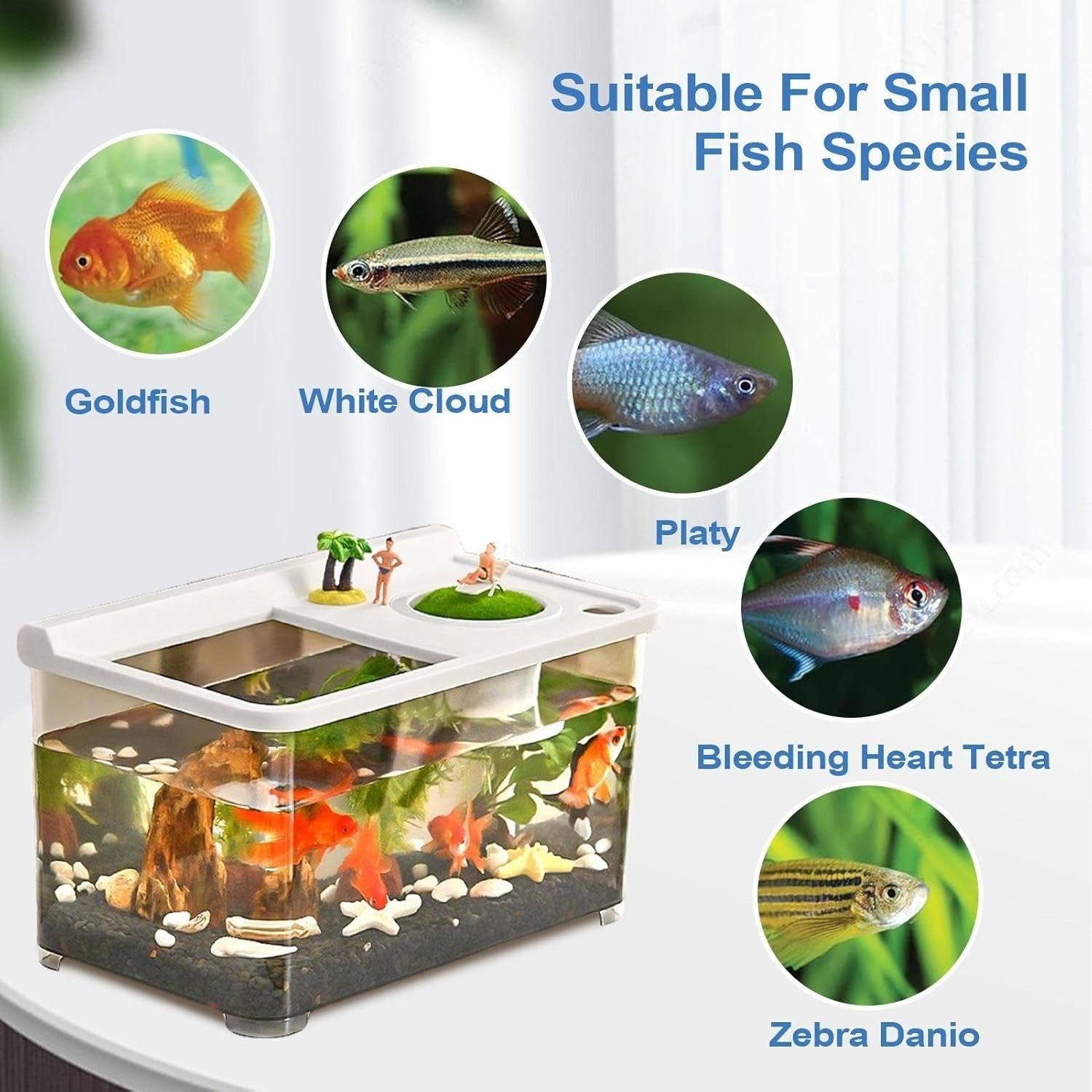 Betta Fish Tank with 3-Color Lights | Desktop Hydroponic Aquarium