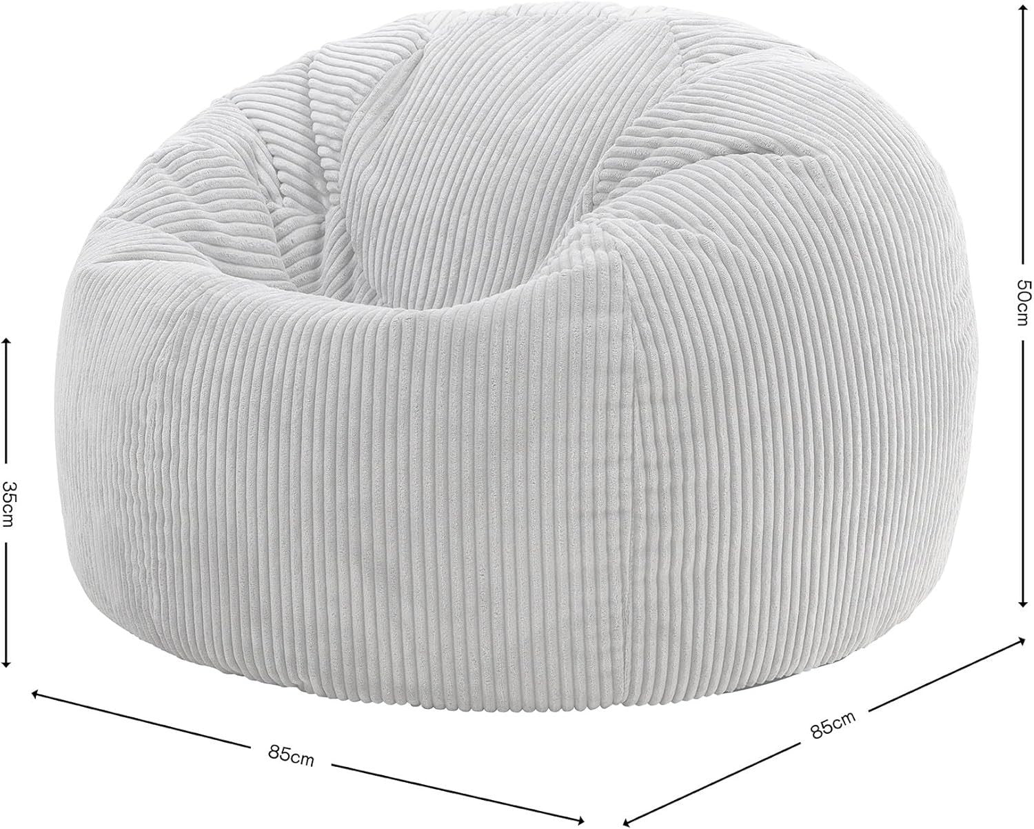 Sage Green Corduroy Bean Bag Chair XL Adult Comfy Lounge Seat 85x85x50cm