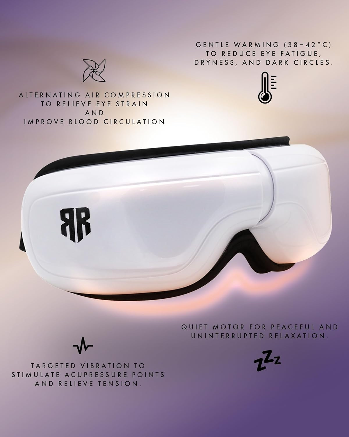 Heated Eye Massager 6 Modes Bluetooth Heat Compress Mask