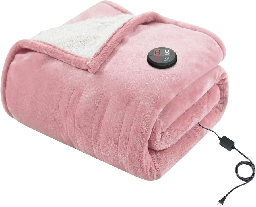 Electric Heated Throw Blanket 130x160cm 10 Heat Levels Auto Shut Off Washable