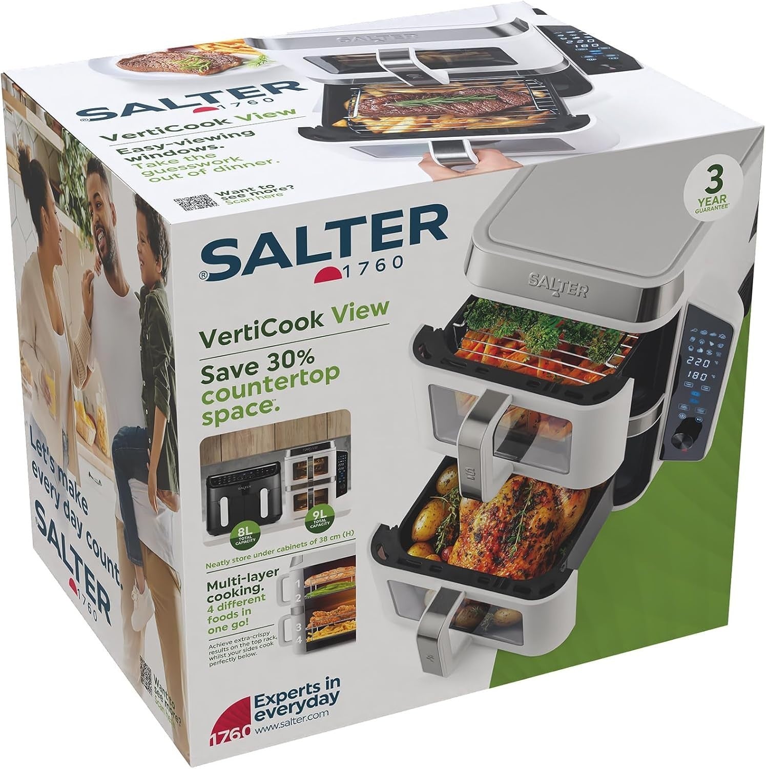 Vertical Dual Drawer Air Fryer 9L 12 Presets 4-Level Cooking, Sync/Match, 2400W