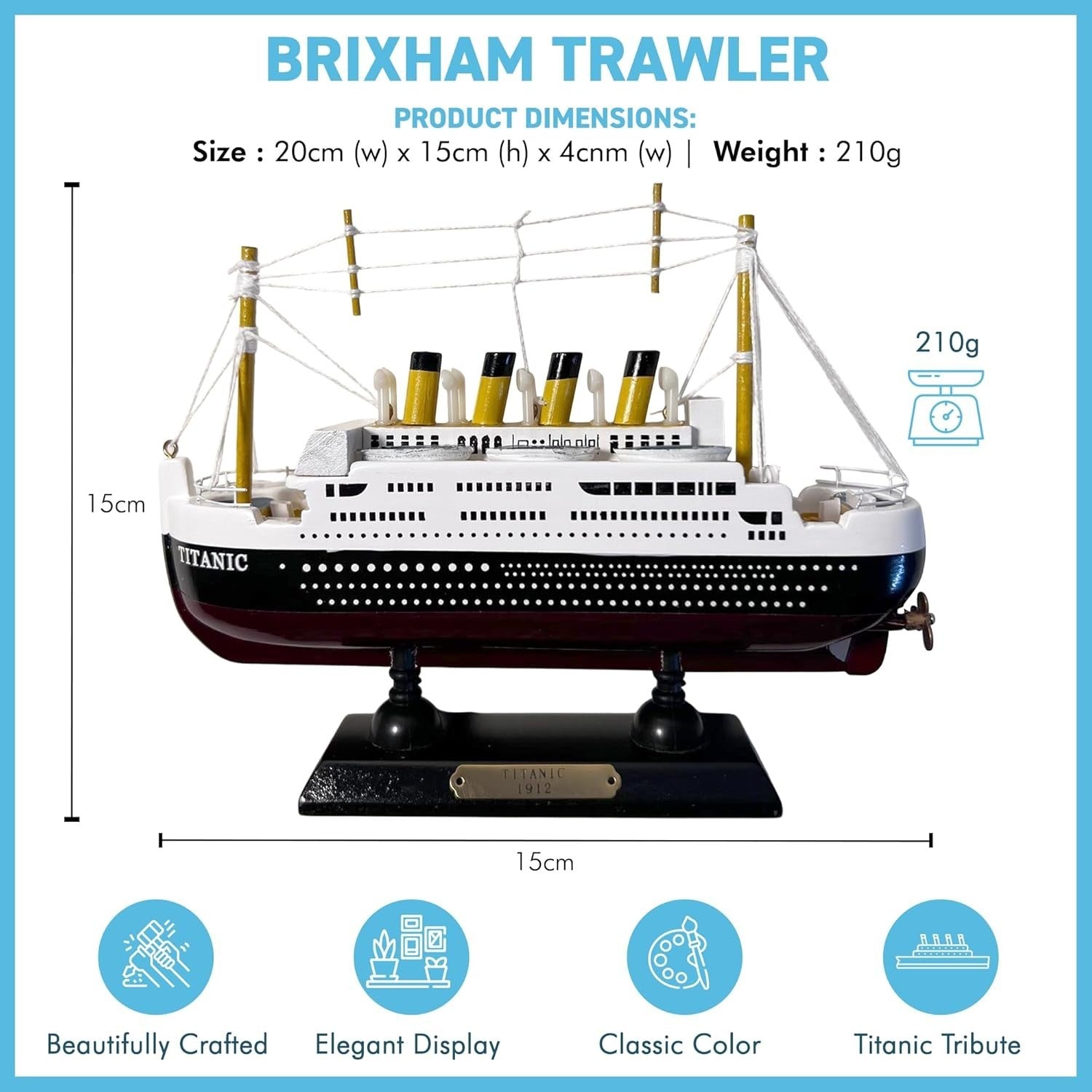 Wooden Titanic Ship Model 40cm Detailed Replica Display Ornament Maritime Decor