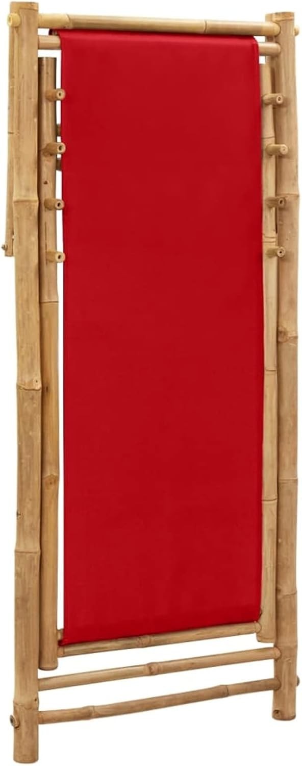 Adjustable Bamboo Deck Chair with Canvas Seat | Foldable Outdoor Lounger