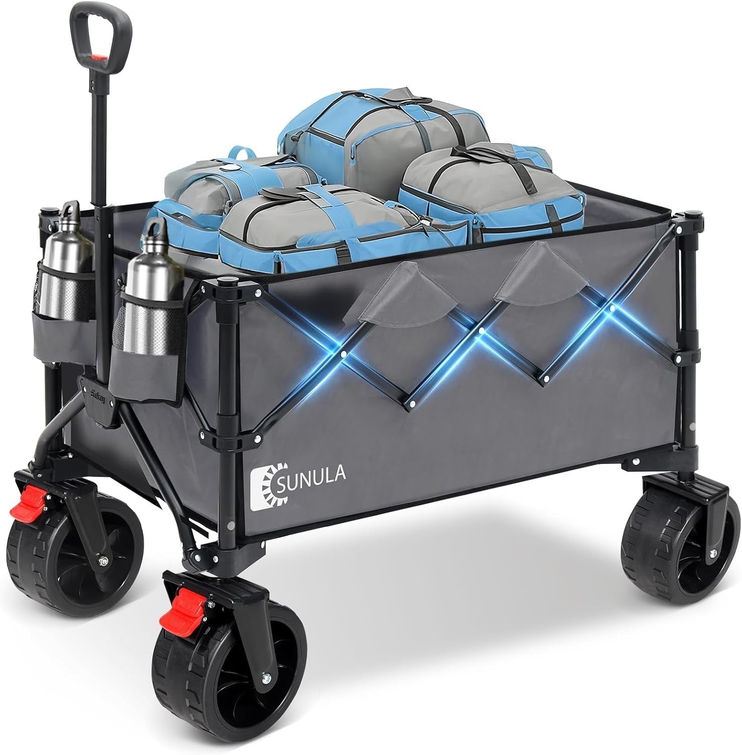 Heavy Duty Folding Camping Wagon 250L 440lbs All-Terrain Wheels Beach Cart