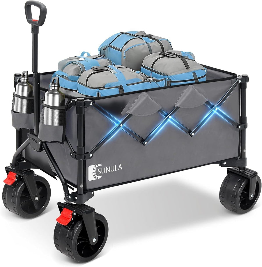 Heavy Duty Folding Camping Wagon 250L 440lbs All-Terrain Wheels Beach Cart
