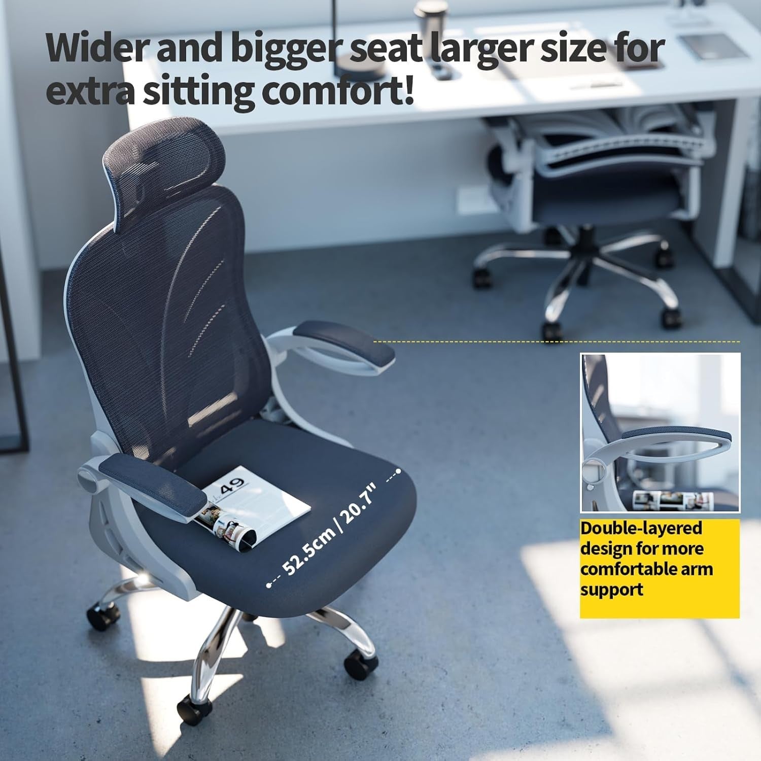 Ergonomic Folding Office Chair Mesh Back Lumbar Support Home Desk Seat